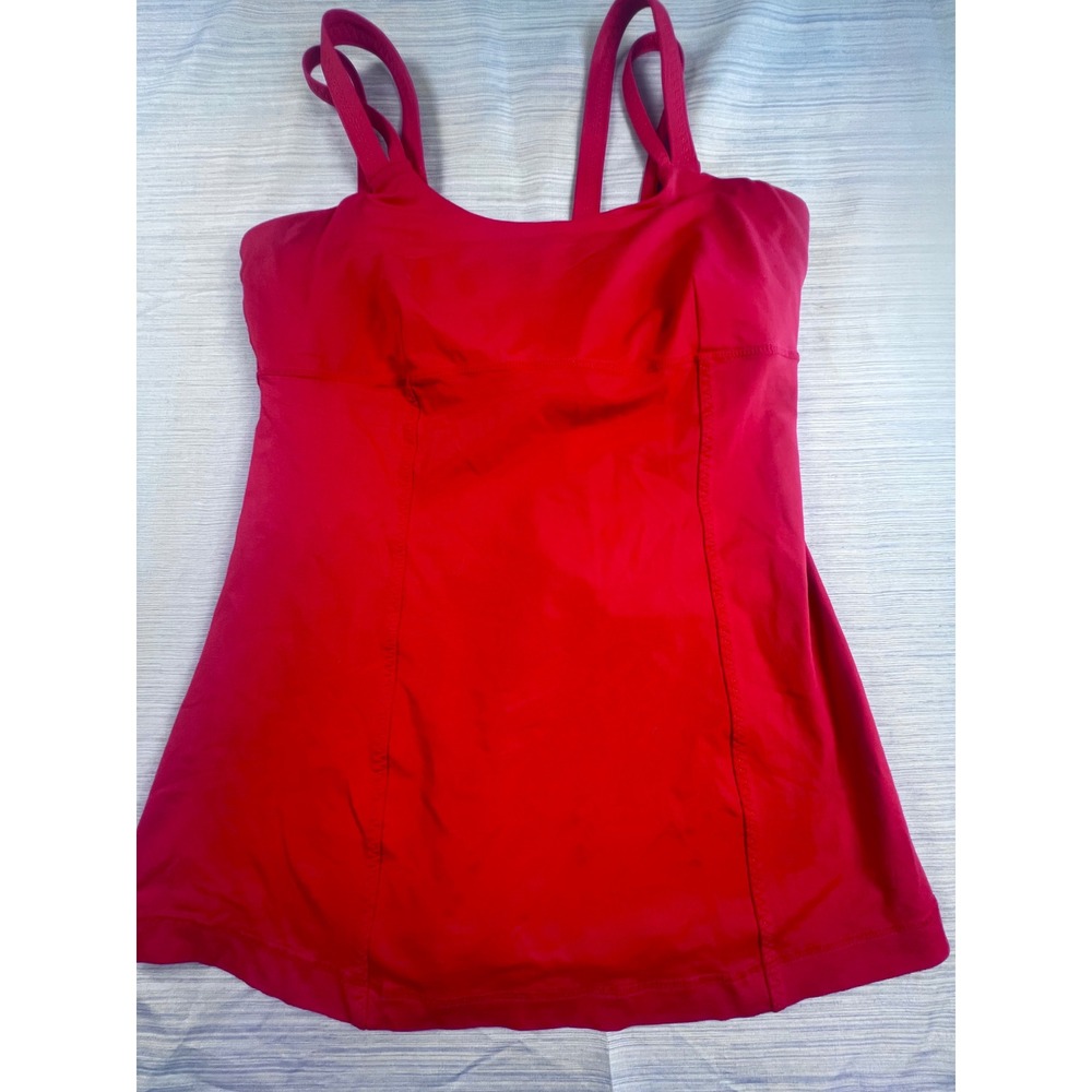 Lululemon Red Athletic Tank Top Built-In‎ Bra Strappy Back Yoga Gym Womens 662